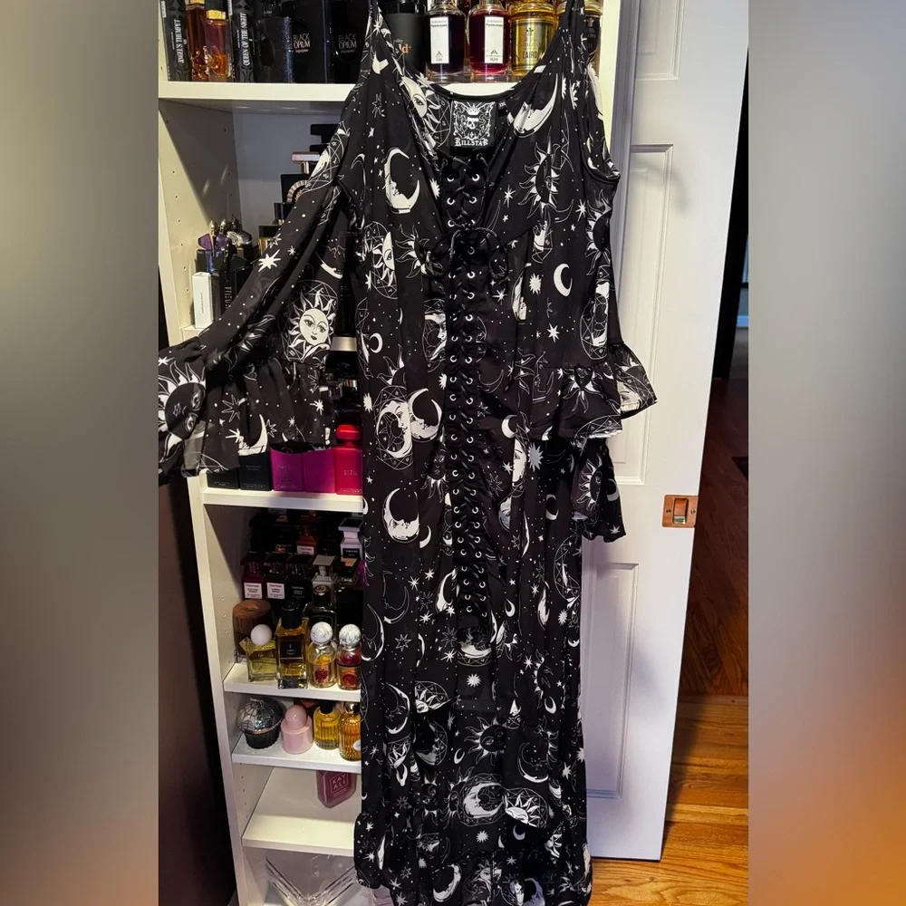 Killstar whimsigoth Black and White Celestial Dress - Picture 2 of 4